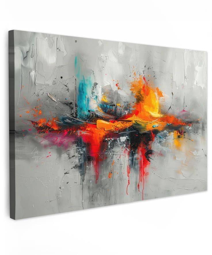 Tableau canvas avec composition abstraite multicolore