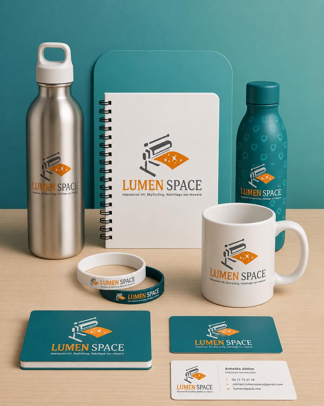 Objets publicitaires, réalisation Lumen Space